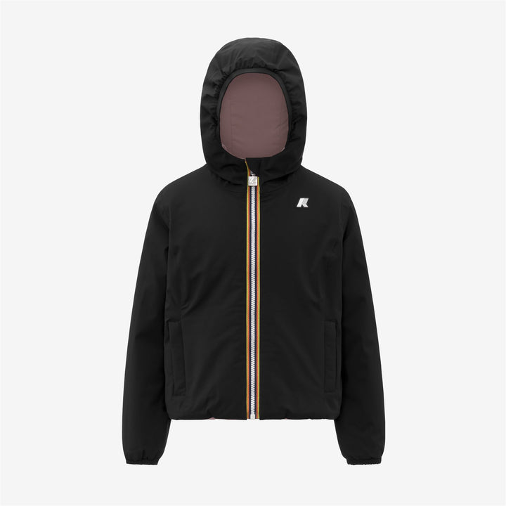 Giacca calda reversibile nera e rosa per ragazze con imbottitura sintetica 1