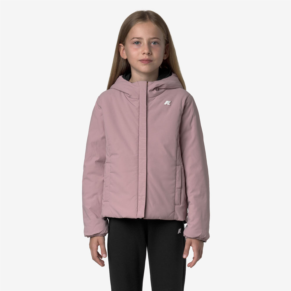Black pink Girls' Reversible Warm Jacket with Synthetic Padding 02