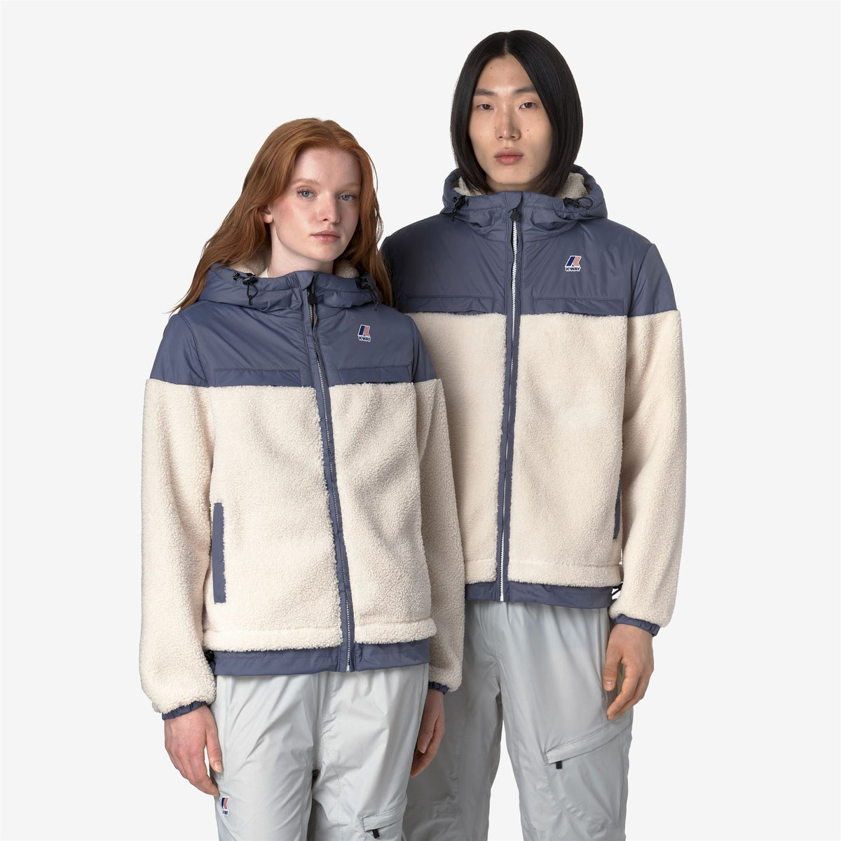 Fleece_UNISEX_LE VRAI 3.0 JILDAZ ORSETTO_Jacket_Ecru - Grey Blue Avio - Commercial 7