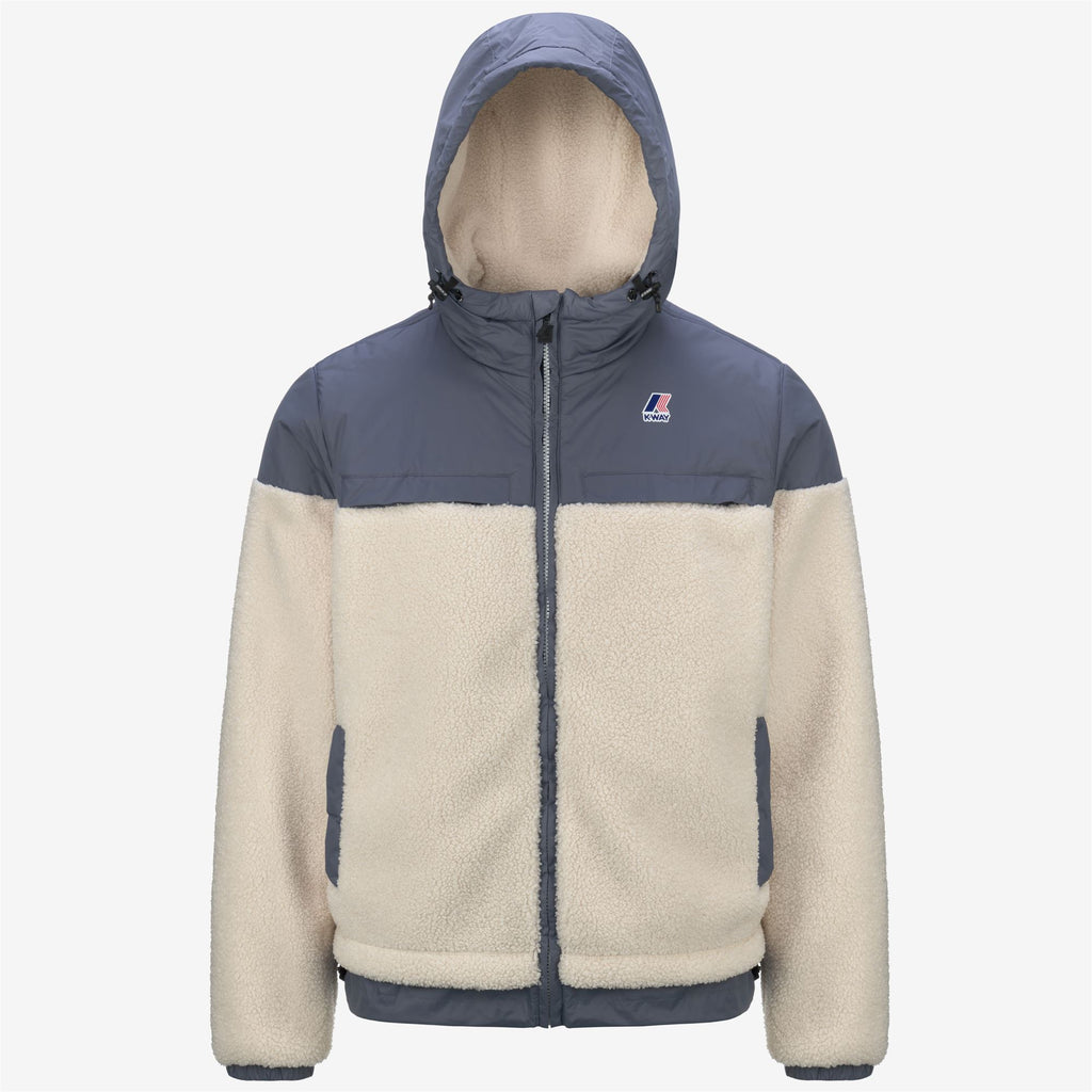 Fleece_UNISEX_LE VRAI 3.0 JILDAZ ORSETTO_Jacket_Ecru - Grey Blue Avio - Commercial 1