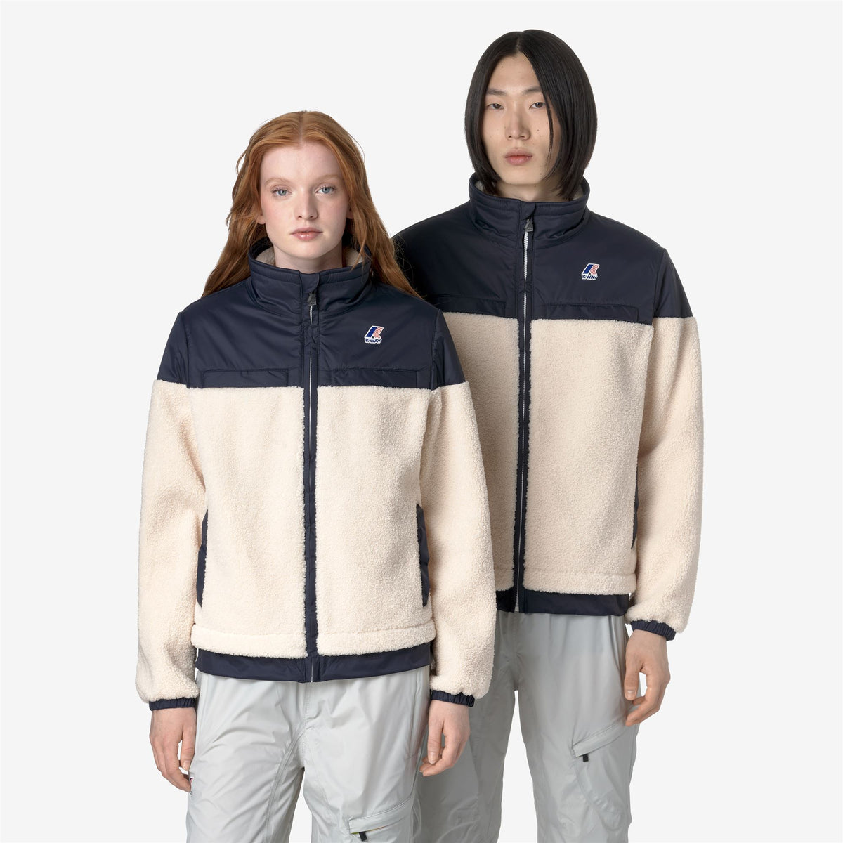 Fleece_UNISEX_LE VRAI 3.0 JILDE ORSETTO_Jacket_Ecru-Blue Depth - Commercial 7