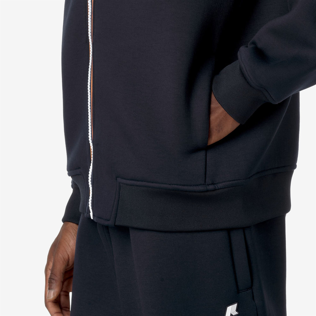 Blue Men's Warm Fleece Bomber Jacket with Ribbed Details main