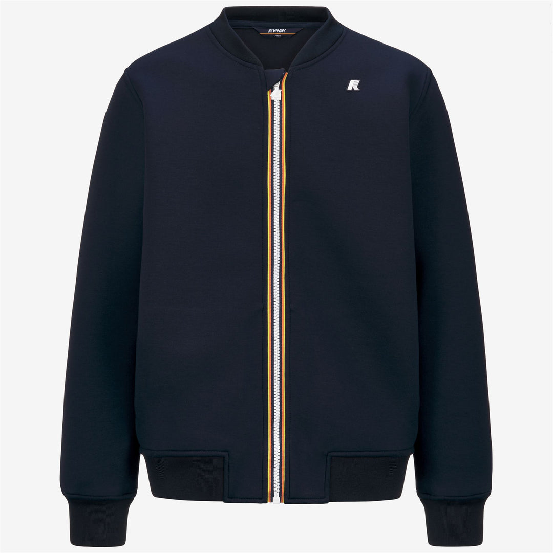 Blue Men's Warm Fleece Bomber Jacket with Ribbed Details main