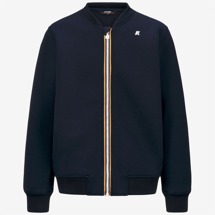 Blue Men's Warm Fleece Bomber Jacket with Ribbed Details 1