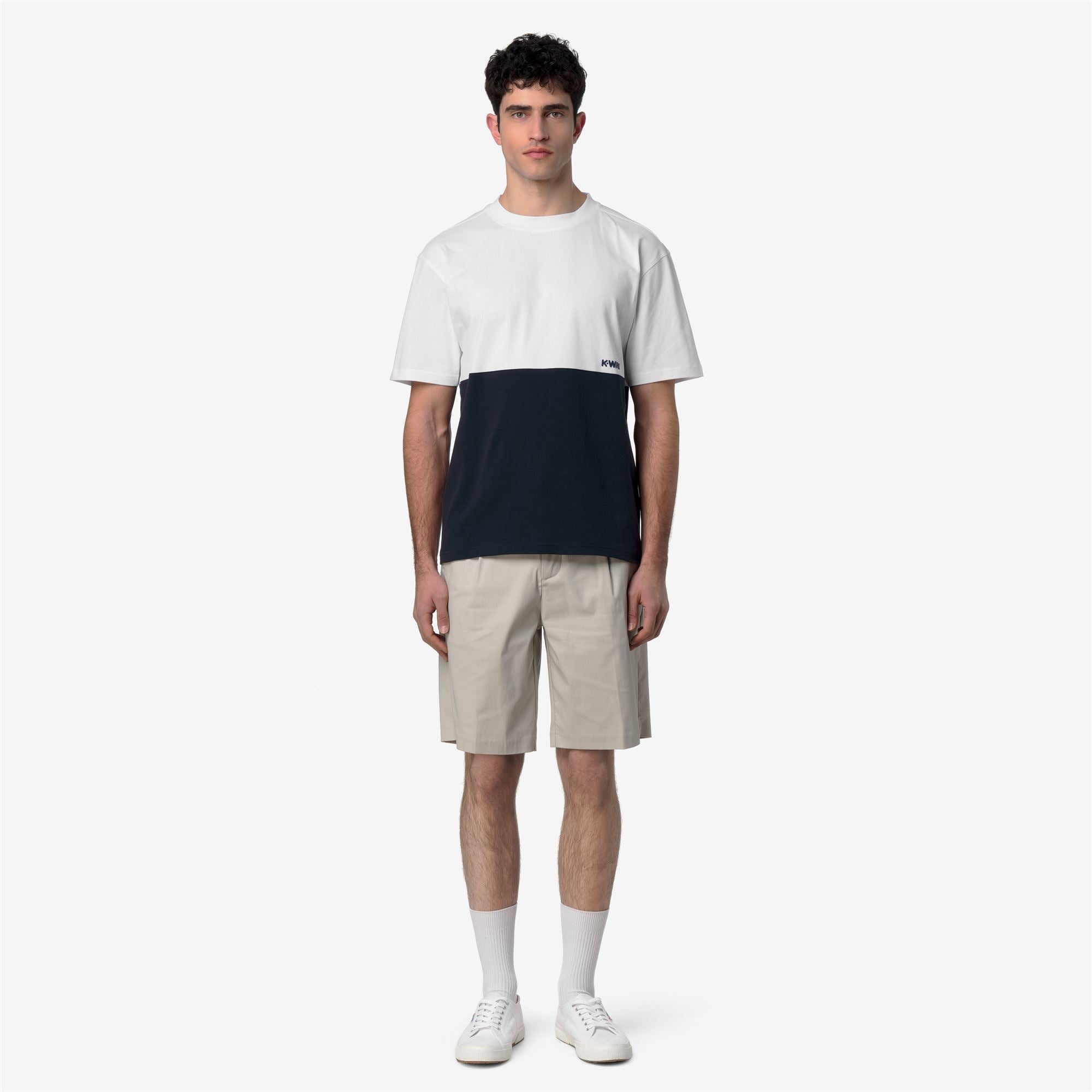 T-Shirts & Top_Man_SOLO JERSEY COLORBLOCK_T-Shirt_Blue Depth - White - Commercial 4