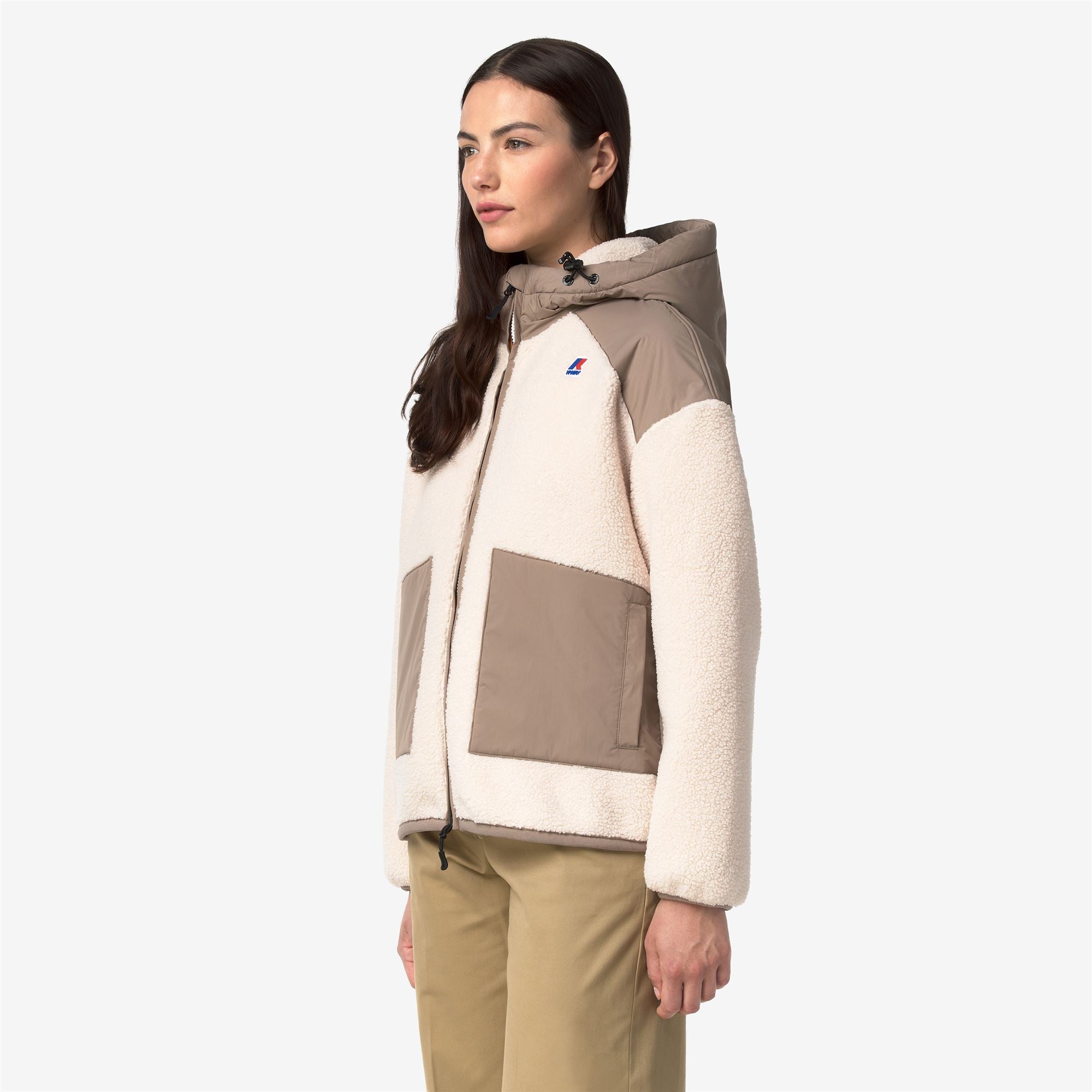 Fleece_WOMAN_ANGELIQUE 4.0 ORSETTO_Hoodie Full Zip_Beige Taupe-Ecru - Commercial 5