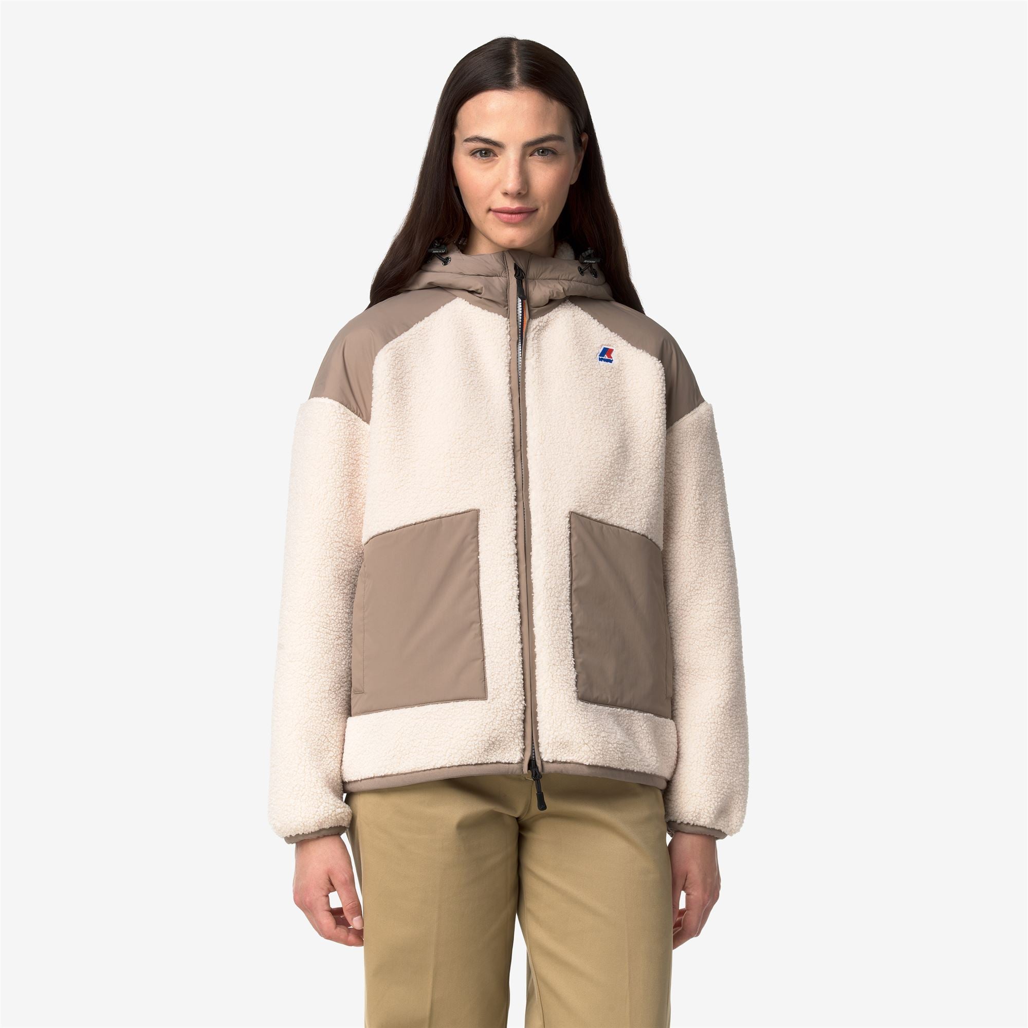 Fleece_WOMAN_ANGELIQUE 4.0 ORSETTO_Hoodie Full Zip_Beige Taupe-Ecru - Commercial 4