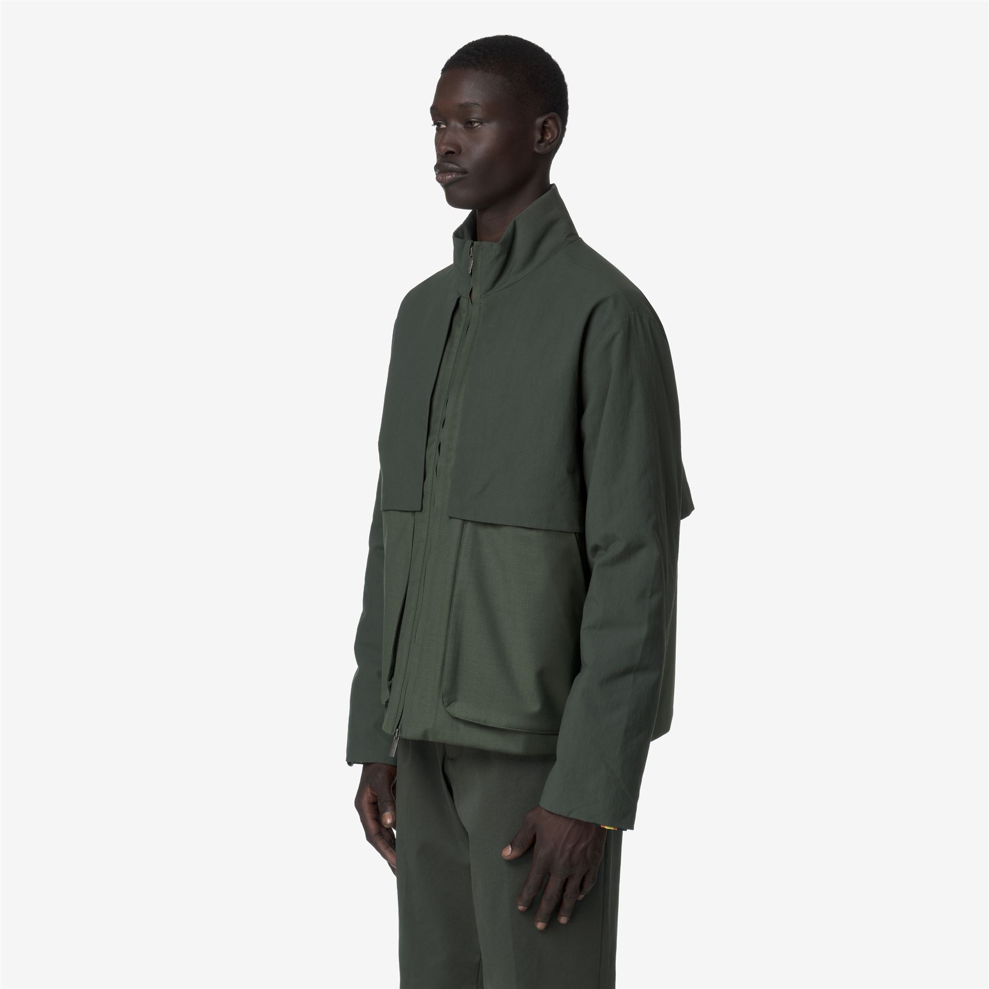 Jackets_MAN_ANTHEO WOOL NYLON MIX_Short_Green Blackish Combo - GREEN BLACKISH - Commercial 5