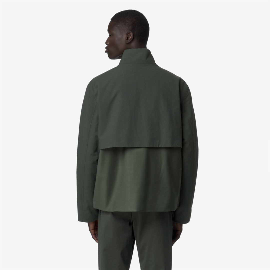 Green black Men's Short Hybrid Jacket with Wool and Nylon main