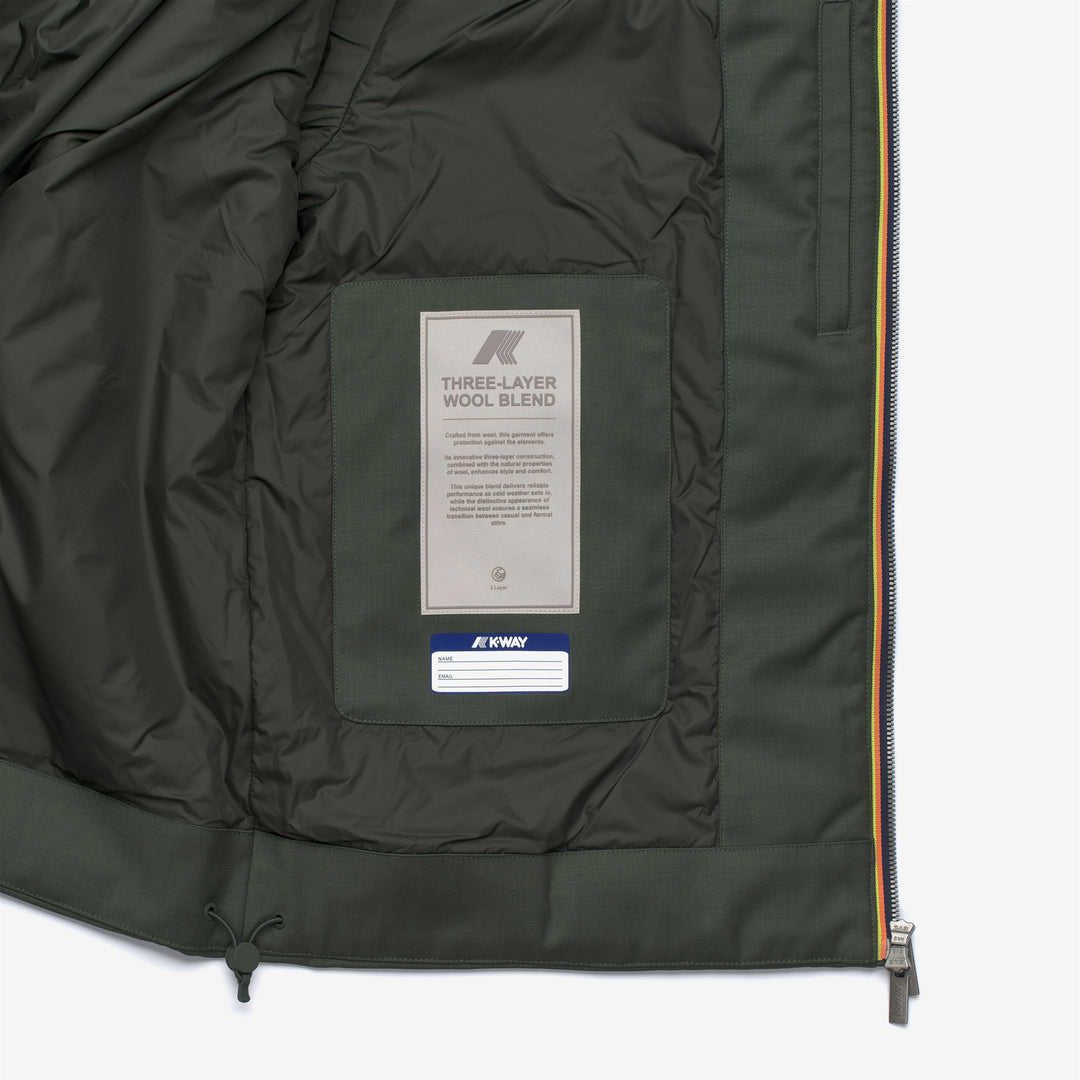 Green black Men's Short Hybrid Jacket with Wool and Nylon main