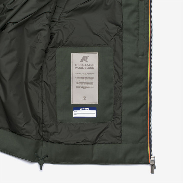 Green black Men's Short Hybrid Jacket with Wool and Nylon 2