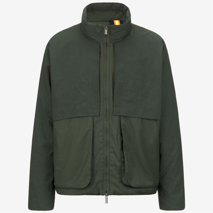 Green black Men's Short Hybrid Jacket with Wool and Nylon 1