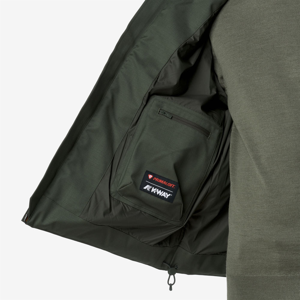 Green black Men's Short Hybrid Jacket with Wool and Nylon 02