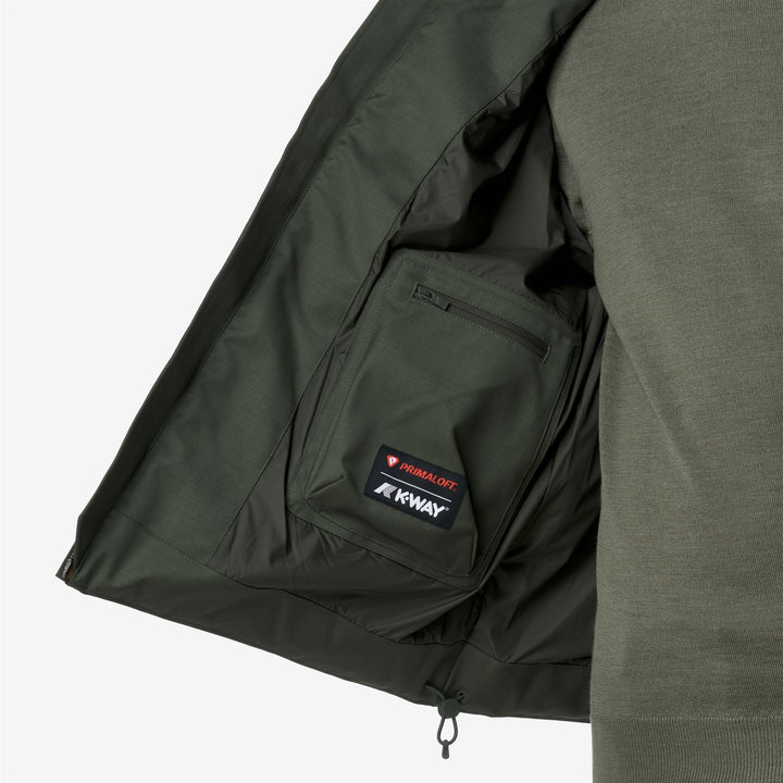 Green black Men's Short Hybrid Jacket with Wool and Nylon 3