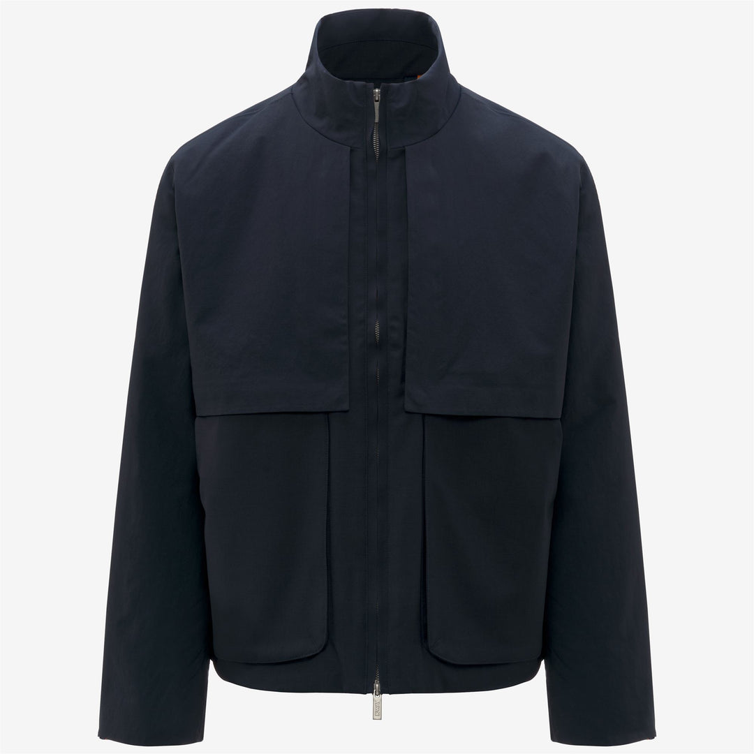 Blue Men's Short Wool-Nylon Jacket for Transitional Weather 01