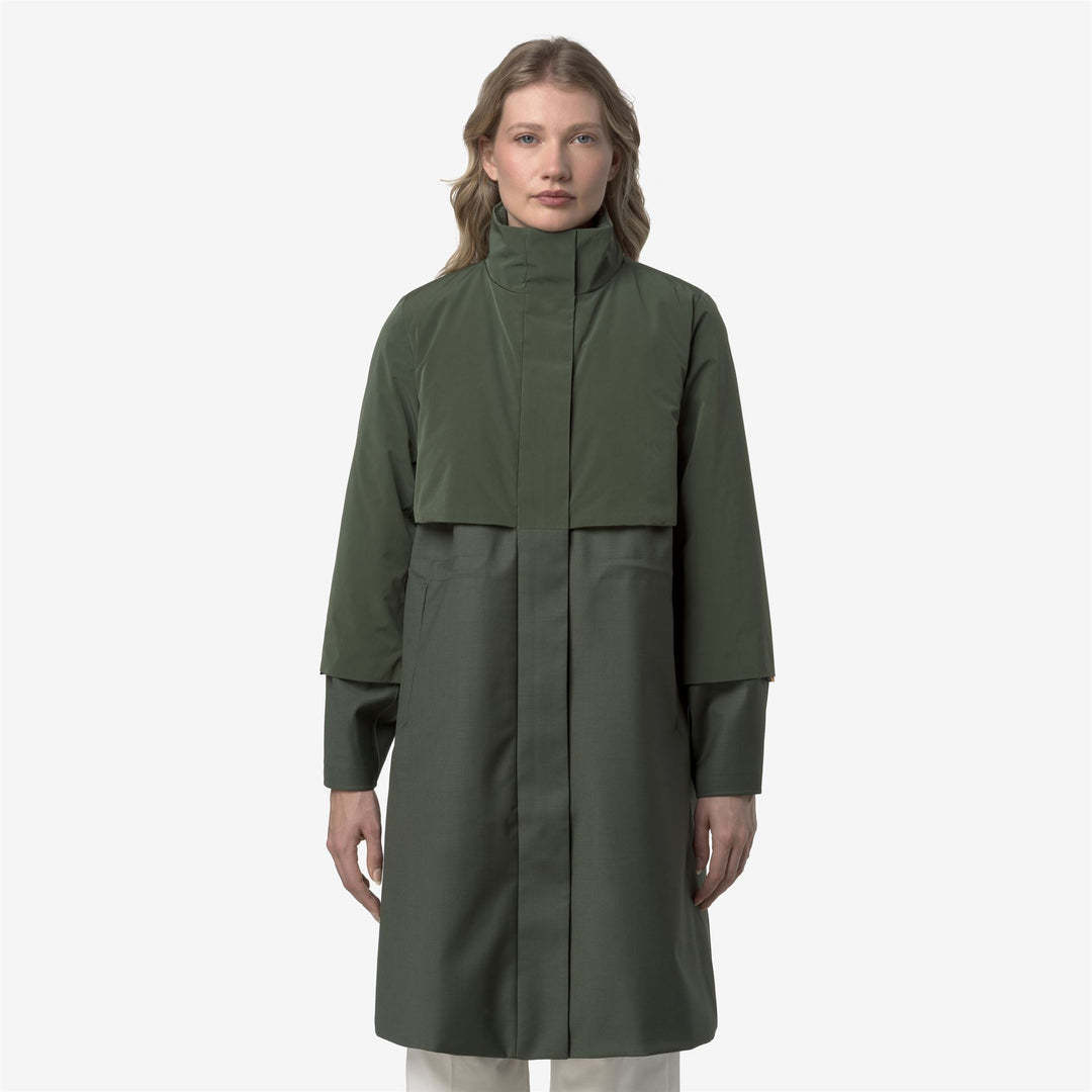 Green black Women's Long Hybrid Jacket with PrimaLoft Padding main