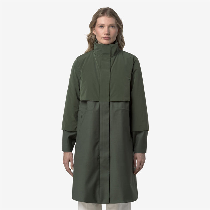 Green black Women's Long Hybrid Jacket with PrimaLoft Padding 4