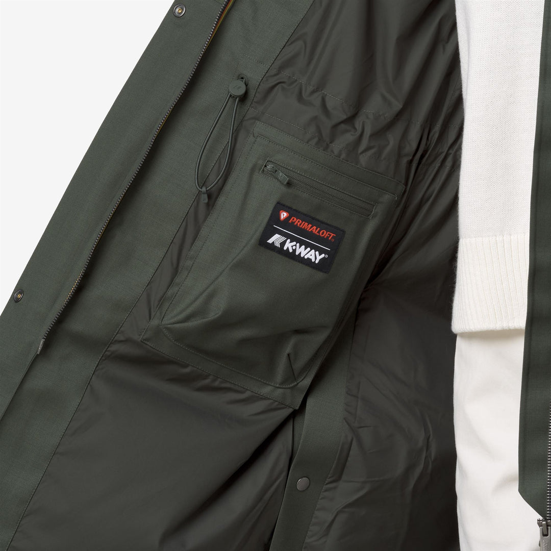 Green black Women's Long Hybrid Jacket with PrimaLoft Padding main