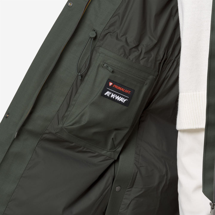 Green black Women's Long Hybrid Jacket with PrimaLoft Padding 3