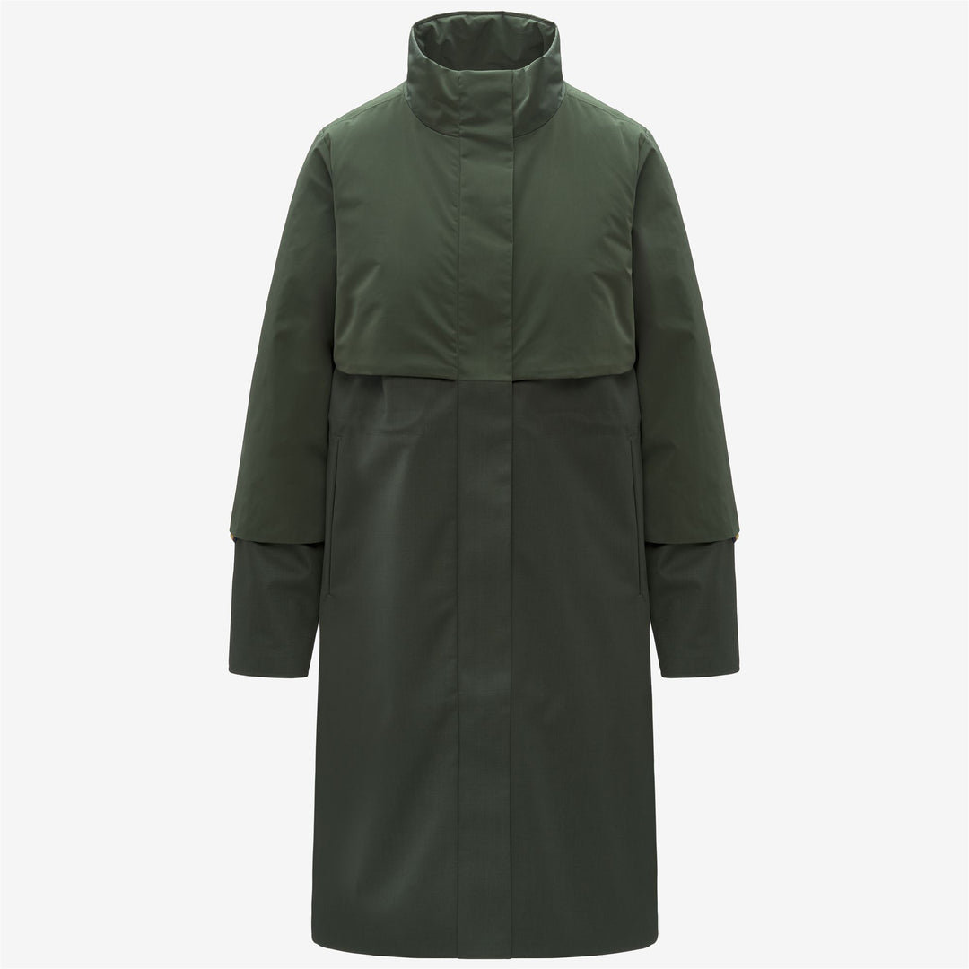 Green black Women's Long Hybrid Jacket with PrimaLoft Padding 01