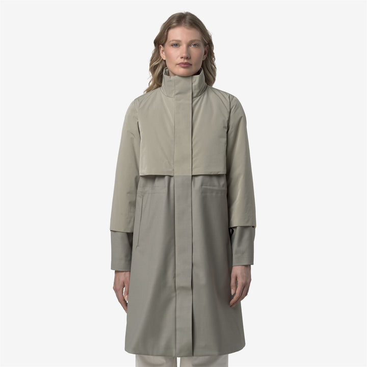 Giacca ibrida lunga in lana e nylon da donna Green Oak 4