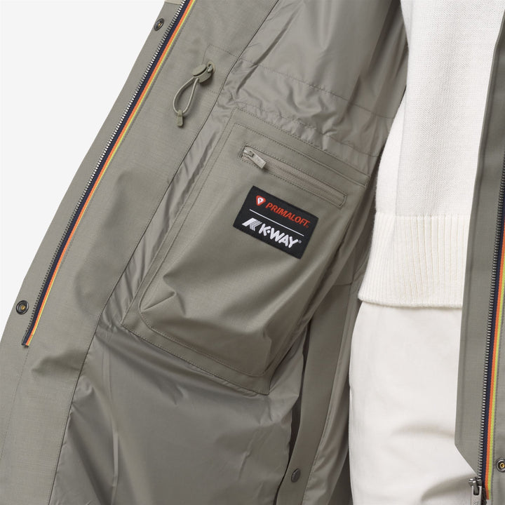 Giacca ibrida lunga in lana e nylon da donna Green Oak 3