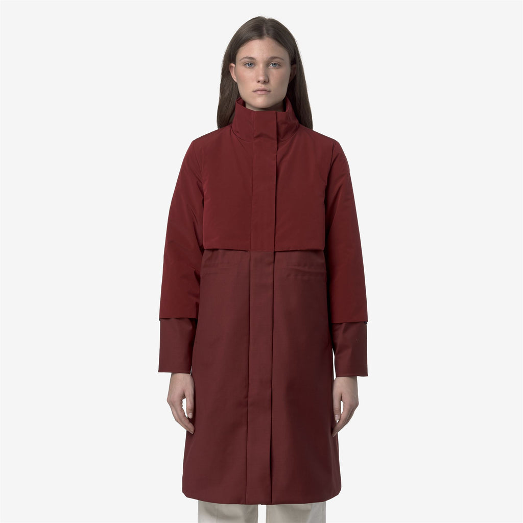 Jackets_WOMAN_ELLA WOOL NYLON MIX_Long_Red Syrah Combo - Red Syrah - Commercial 4