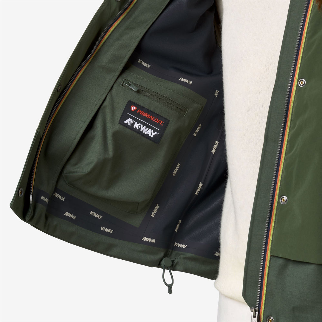 Green women's short hybrid jacket with wool and nylon mix main