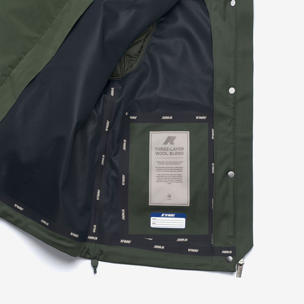 Green women's short hybrid jacket with wool and nylon mix 02