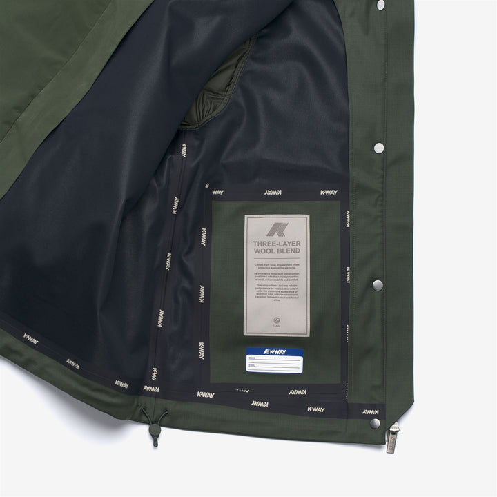 Green women's short hybrid jacket with wool and nylon mix 2