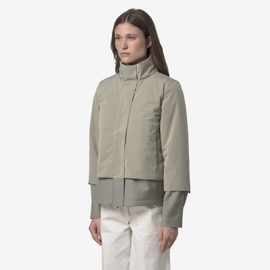 Green Women's Short Hybrid Jacket with Wool Nylon Mix main