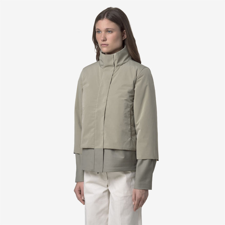 Green Women's Short Hybrid Jacket with Wool Nylon Mix 5