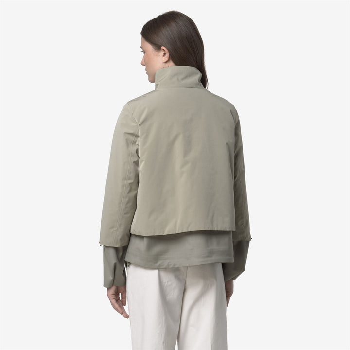 Green Women's Short Hybrid Jacket with Wool Nylon Mix 6