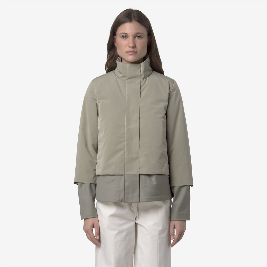 Green Women's Short Hybrid Jacket with Wool Nylon Mix main