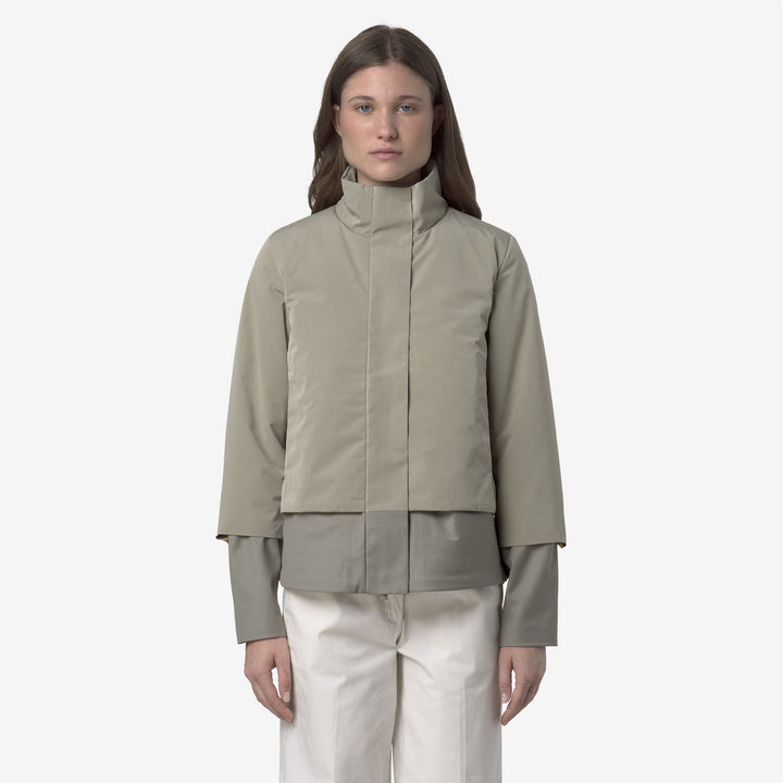 Green Women's Short Hybrid Jacket with Wool Nylon Mix 4