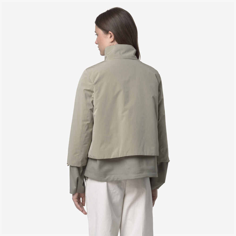 Green Women's Short Hybrid Jacket with Wool Nylon Mix 02