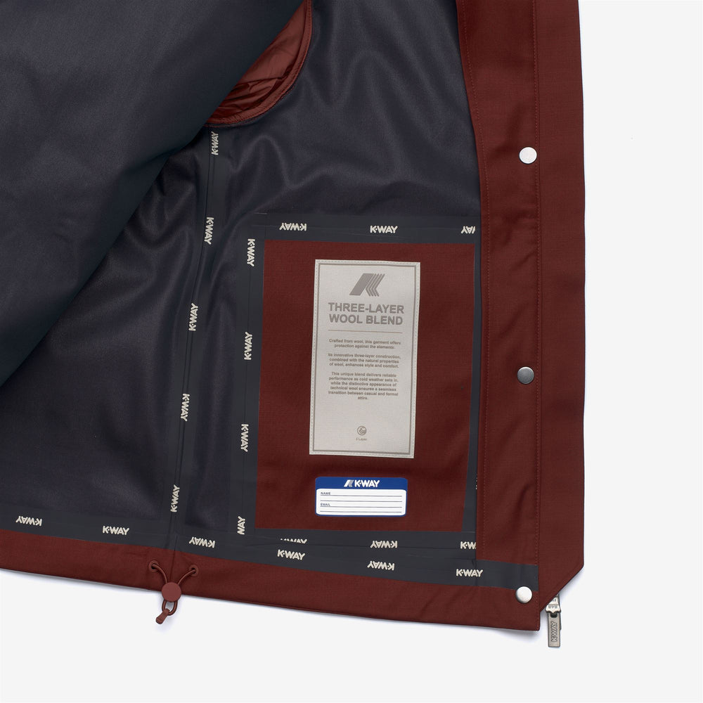 Red Women's Short Wool-Blend Jacket with Nylon Sleeves 02