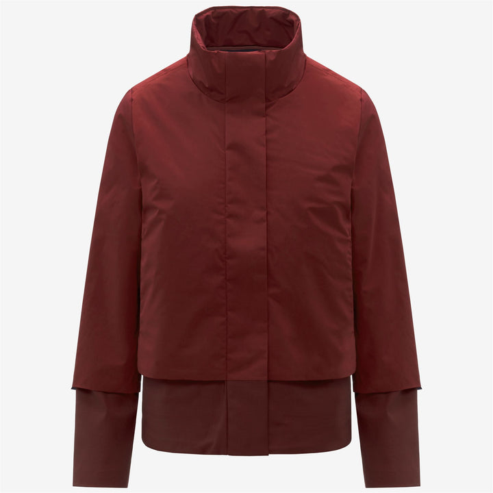 Red Women's Short Wool-Blend Jacket with Nylon Sleeves 5