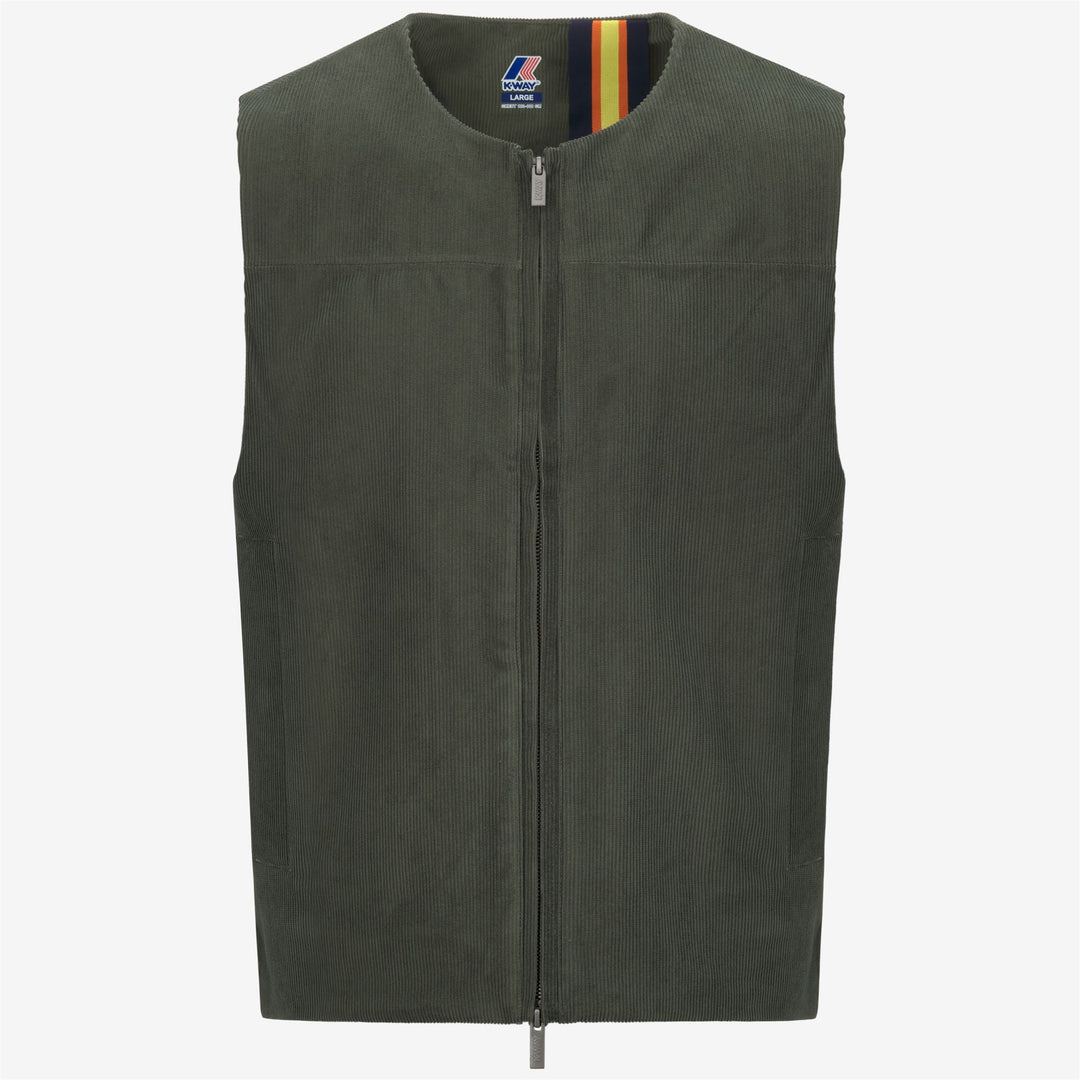 Chaleco de pana verde para hombre con acolchado PrimaLoft 01