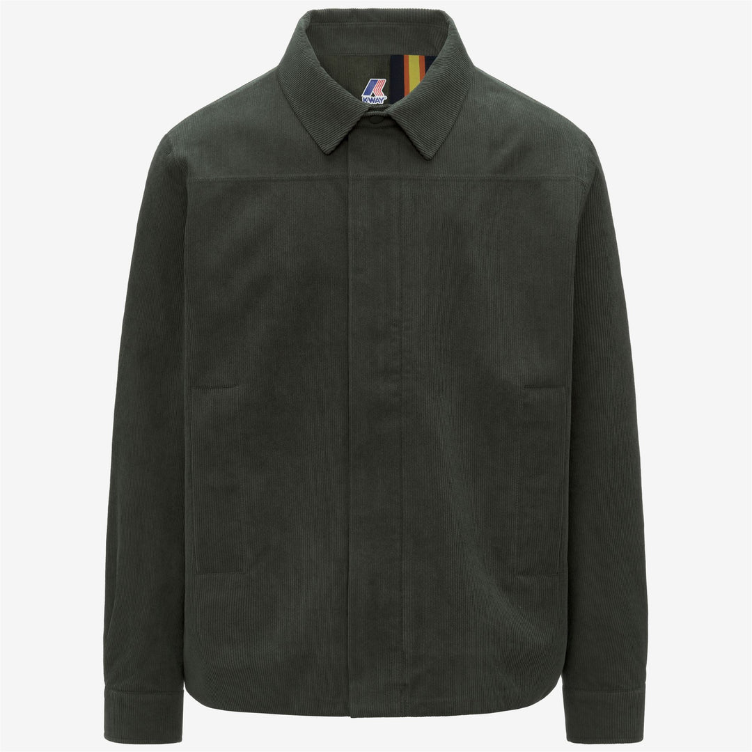 Green men's corduroy overshirt jacket with PrimaLoft padding 01