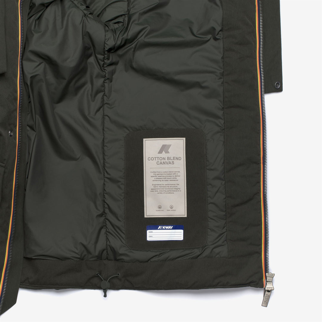 Green black Men's Mid-length Parka Jacket with PrimaLoft Padding main