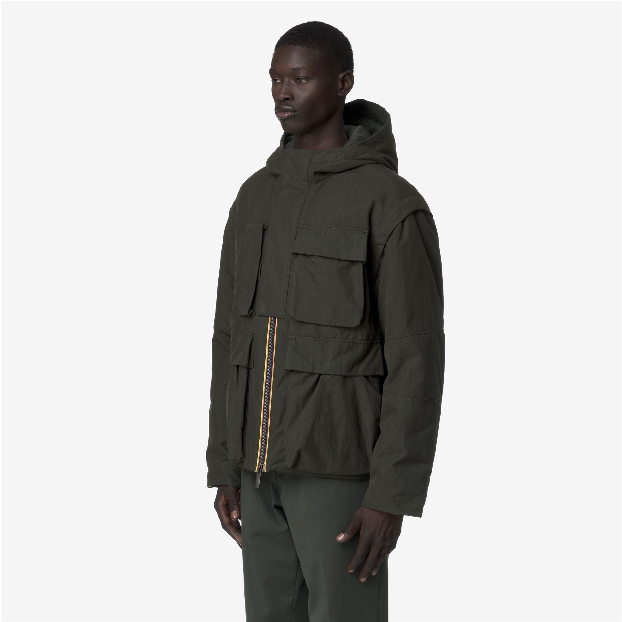 Jackets_MAN_GUILLERMO COTTON FEEL_Short_Green Blackish Combo - GREEN BLACKISH - Commercial 5