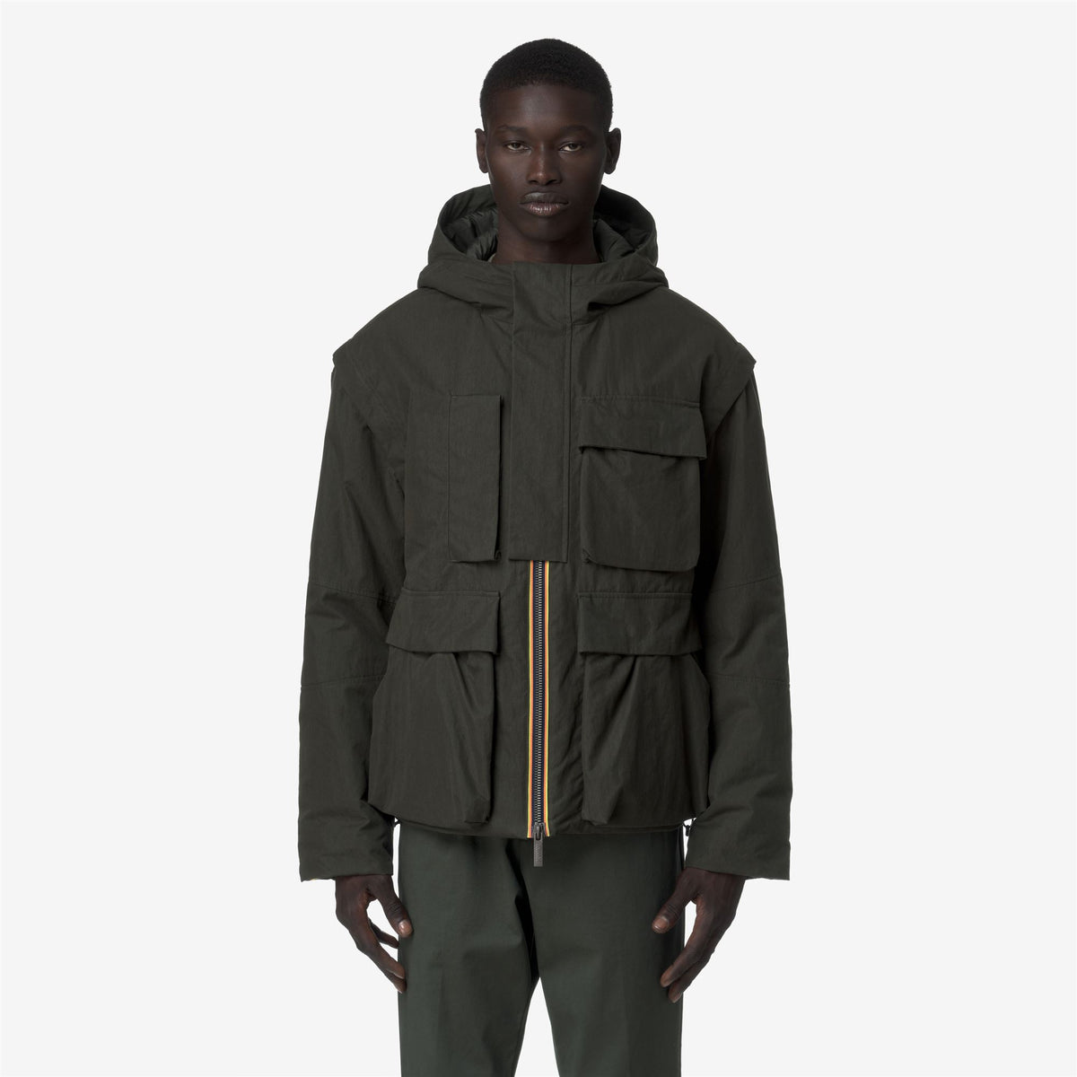Jackets_MAN_GUILLERMO COTTON FEEL_Short_Green Blackish Combo - GREEN BLACKISH - Commercial 4
