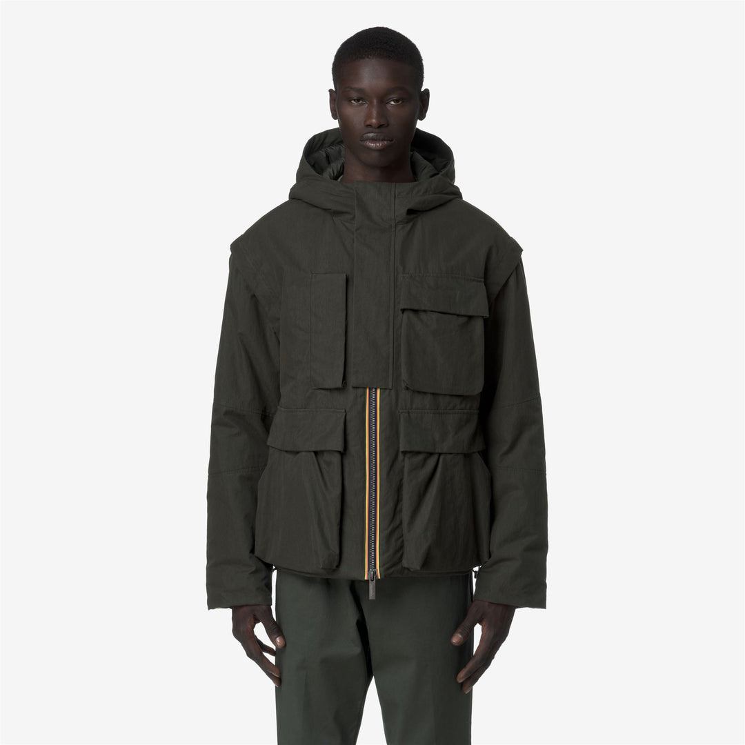 Green Men's Urban Short Jacket with Faux Fur Lining main