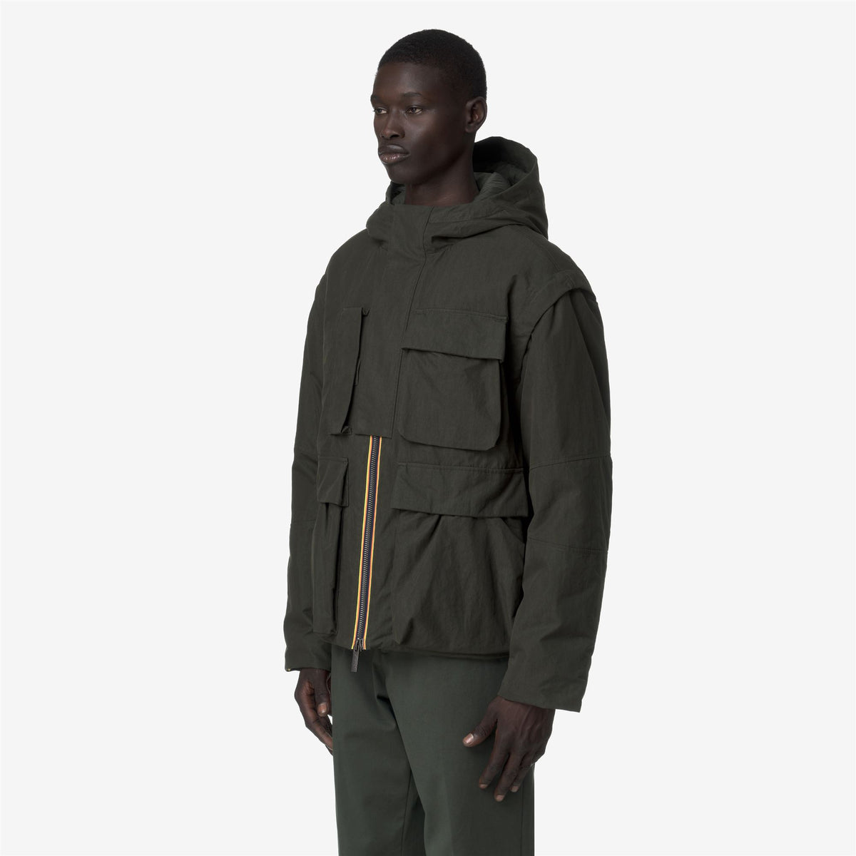 Jackets_MAN_GUILLERMO COTTON FEEL_Short_Green Blackish Combo - GREEN BLACKISH - Commercial 5