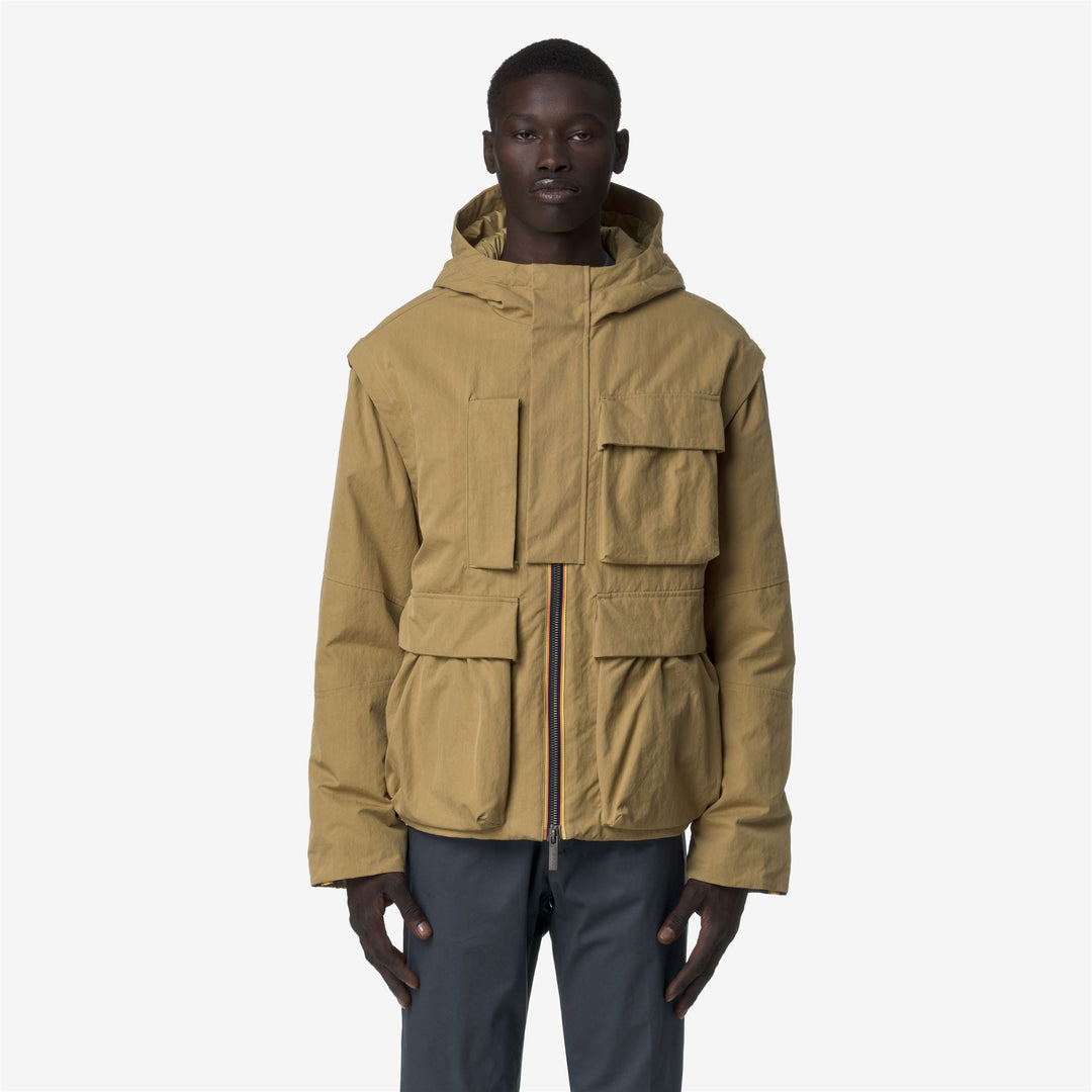 Beige Men's Short Cotton Parka with PrimaLoft Padding main