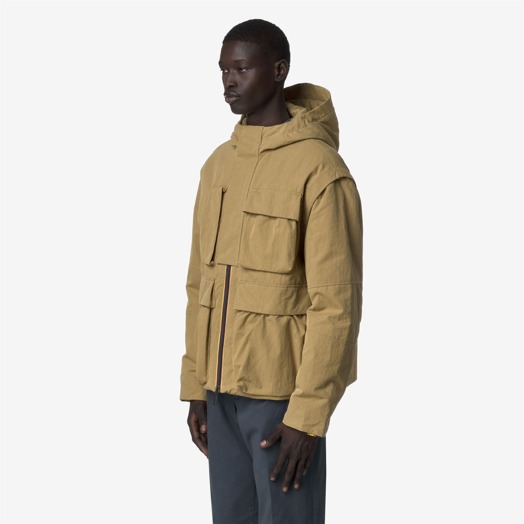 Beige Men's Short Cotton Parka with PrimaLoft Padding main