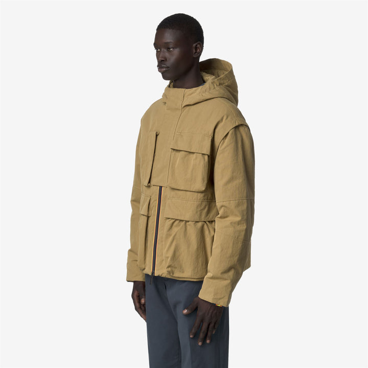 Beige Men's Short Cotton Parka with PrimaLoft Padding 5