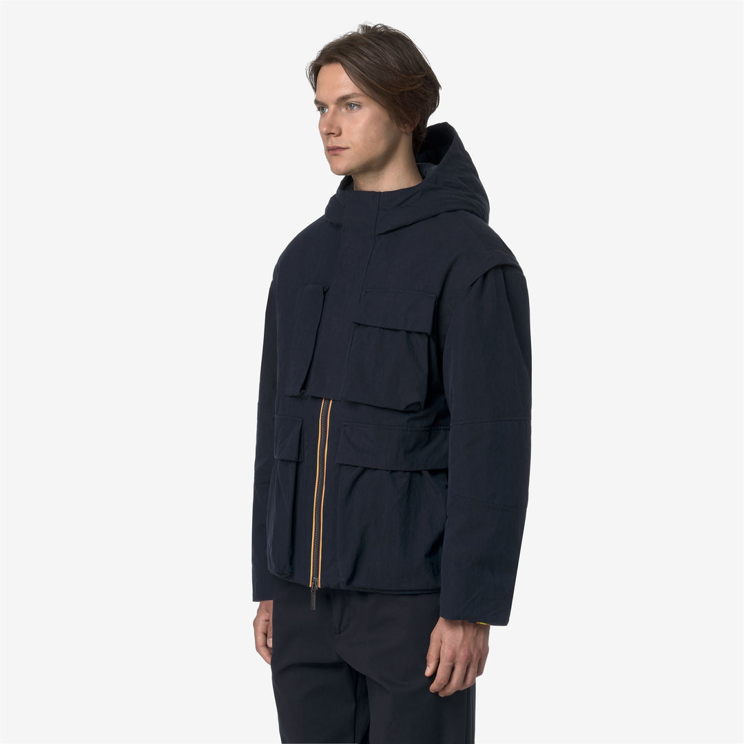 Blue Men's Short Cotton Parka with PrimaLoft Padding main