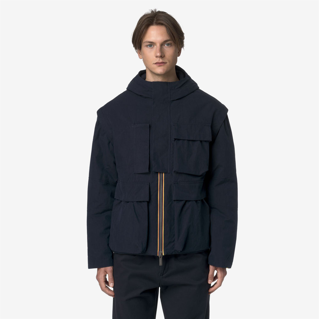 Blue Men's Short Cotton Parka with PrimaLoft Padding main